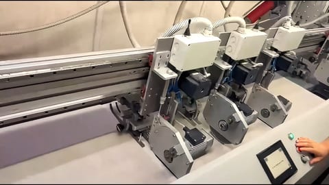 The hemming line at the mill stitching the edges of capyhome towels