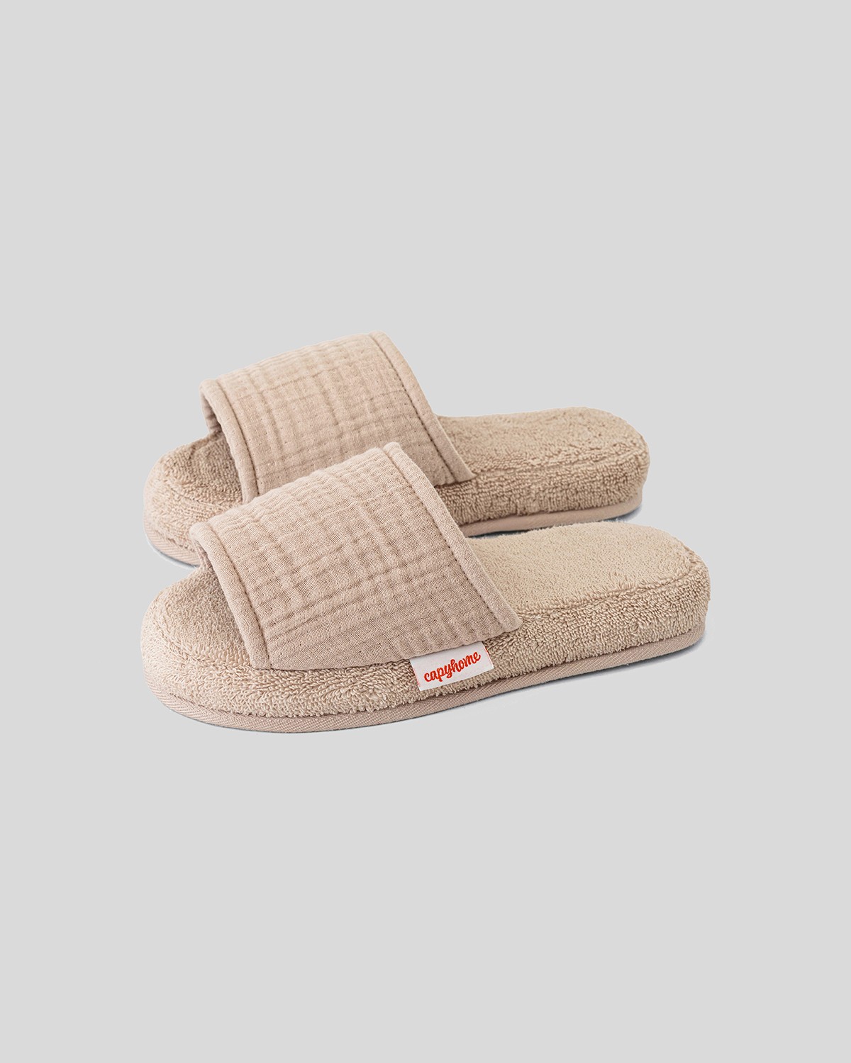 Gauze Cotton Slippers, Sandshell