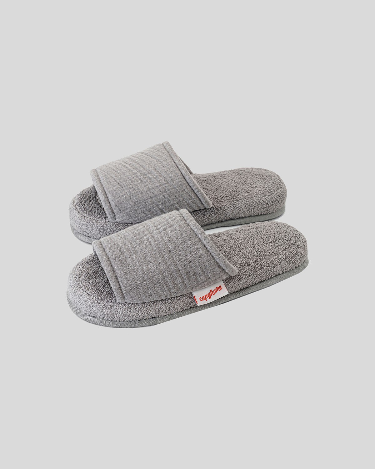 Gauze Cotton Slippers, Opal Gray