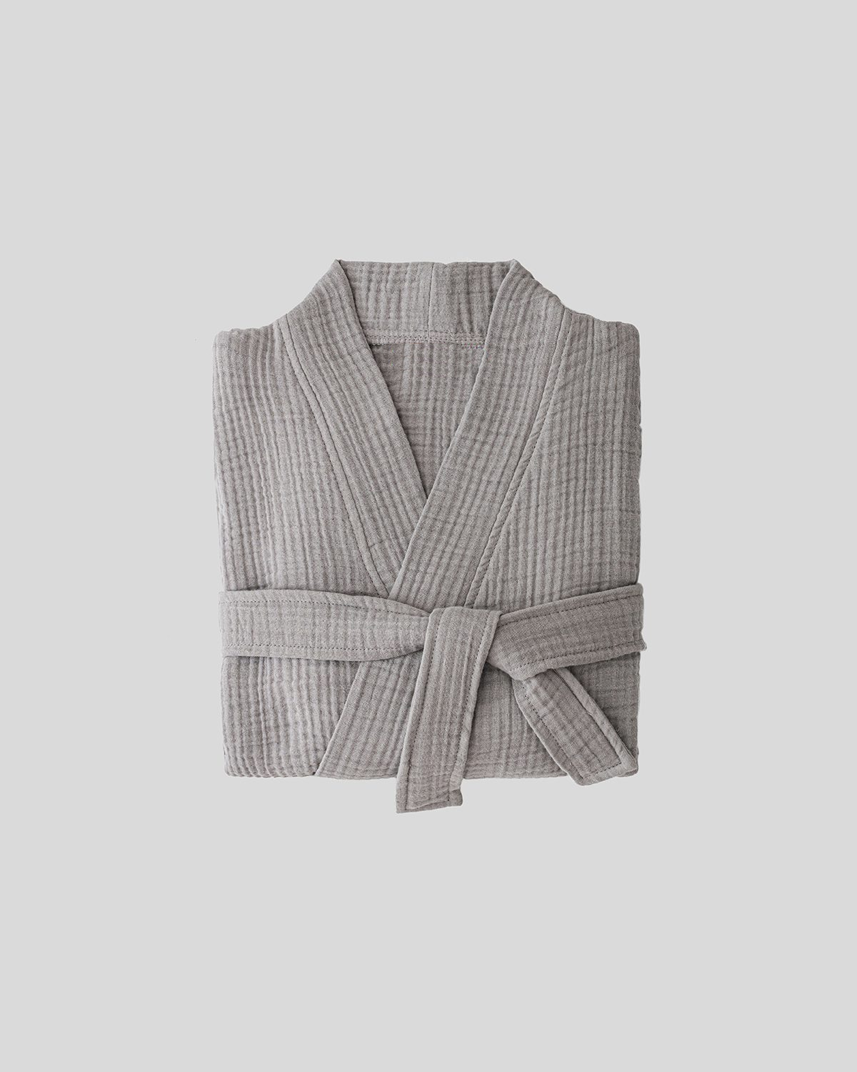 Gauze Cotton Shorty Robe, Opal Gray