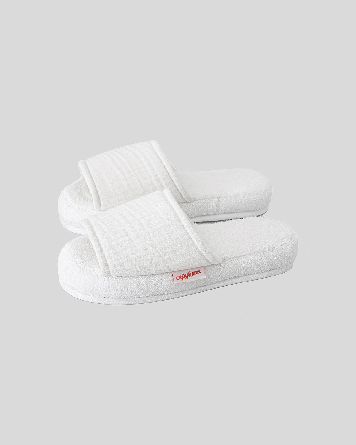 Gauze Cotton Slippers, White