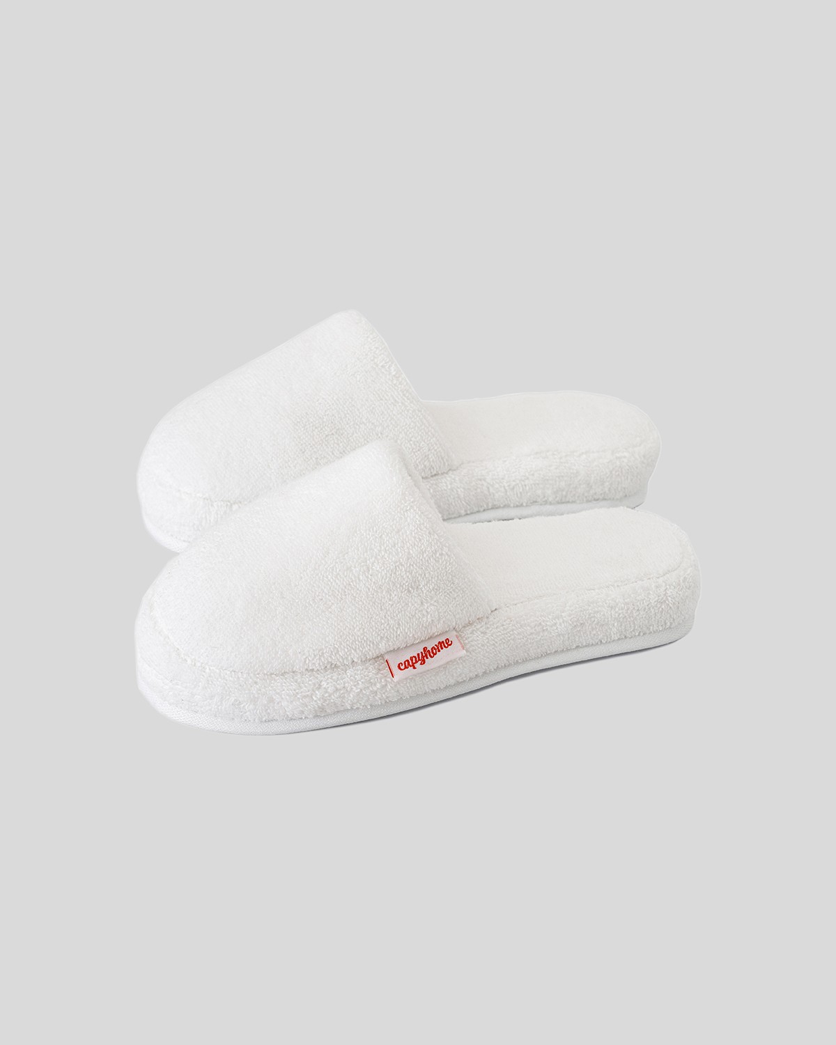 Terry Cotton Slippers, White